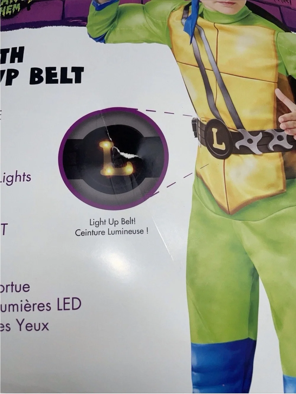 TMNT Leo Kids Costume with Light-Up Belt - Size Large